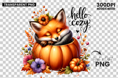 cozy fox clipart, autumn fox png, hello cozy sublimation, fall fox pumpkin design, woodland animal clipart, rustic farmhouse autumn png, thanksgiving fox design, cute fox with pumpkin, cozy fall sublimation, autumn woodland clipart