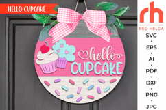 hello cupcake svg, love porch decor, welcome sign svg, 14 february sign svg, valentine hanger svg, valentine’s door sign svg, laser cut file, layered sign svg, valentine’s day decor svg, glowforge cut file, cricut cut file, cupcake silhouette