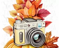 Autumn Camera Png Sublimation Designs, Vintage Camera Product Image 3