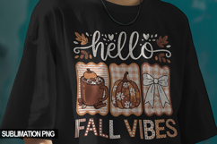 Hello Fall Autumn PNG Pumpkins &amp; Leaves Sublimation Design Product Image 1