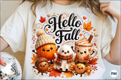 Hello Fall Cute Autumn Pumpkin PNG Product Image 1