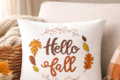 Hello Fall Embroidery Design Autumn Leaves Wreath Product Image 7