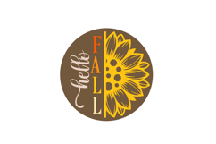 Hello Fall Half Sunflower Round Sign Laser Cut SVG Template Product Image 2