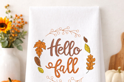 Hello Fall Embroidery Design Autumn Leaves Wreath Product Image 8