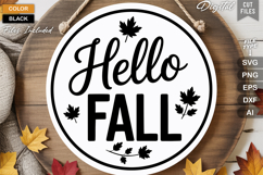 Hello Fall SVG File | Fall Round Sign SVG Product Image 2
