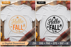 Hello Fall SVG File | Fall Round Sign SVG Product Image 3