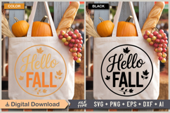 Hello Fall SVG File | Fall Round Sign SVG Product Image 4