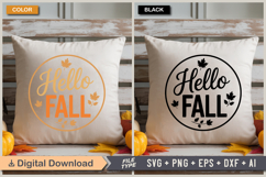 Hello Fall SVG File | Fall Round Sign SVG Product Image 5