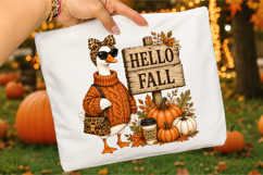 Hello Fall PNG,Pumpkin Spice Sublimation Design Product Image 2