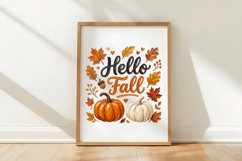 Hello Fall PNG, Retro Autumn PNG Product Image 5