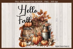 Hello Fall Rustic Autumn Towel Pillow Design, Sublimation Product Image 2