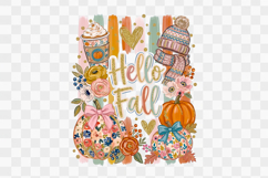 Hello Fall Striped Autumn Png Shirt Sublimation Design Product Image 1