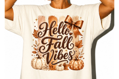 Hello Fall Vibes PNG - Cozy Pumpkin Bow Product Image 3