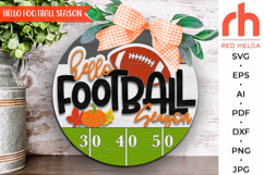 hello football season svg, fall hanging sign svg, tis the season, autumn door sign svg, layered sign svg, football hanger svg, laser cut file, layered sign svg, welcome sign svg, sport fan sign svg, glowforge cut file, cricut cut file, football ball