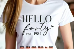 Hello Forty Est 1984 SVG - 40th Birthday Shirt Design Product Image 1