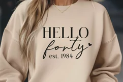 Hello Forty Est 1984 SVG - 40th Birthday Shirt Design Product Image 2