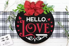 Valentine Round sign svg, Hello love svg, Happy Valentine's Product Image 3