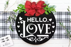 Valentine Round sign svg, Hello love svg, Happy Valentine's Product Image 1