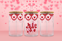 hello love valentine themed Libbey glass can wrap design featuring loving style artwork available as digital files ready to download for crafting and decor projects