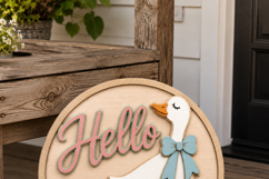 Hello Goose Door Hanger SVG | Goose With Bow Laser Cut File Product Image 4