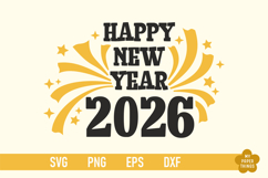 Hello New Year 2026 Svg cut Files are perfect for your holiday crafting needs. This Design will add a touch of charm to your New Year projects.
