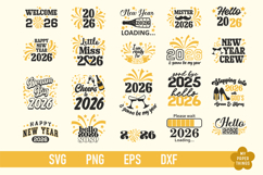 Hello New Year 2026 Svg cut Files are perfect for your holiday crafting needs. This Design will add a touch of charm to your New Year projects.