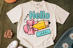 Hello Pencil Bow PNG, Back To School Teacher Design Product Image 2