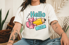 Hello Pencil Bow PNG, Back To School Teacher Design Product Image 3