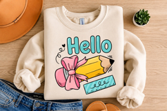 Hello Pencil Bow PNG, Back To School Teacher Design Product Image 4