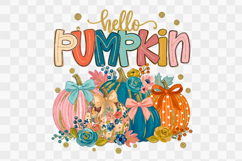 Hello Pumpkin Preppy Floral Fall Clipart Png Design Product Image 1
