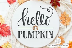 Hello Pumpkin SVG | Autumn Farmhouse Round Sign SVG Product Image 2