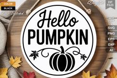 Hello Pumpkin SVG File | Fall Round Sign SVG Product Image 2