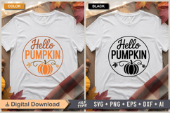 Hello Pumpkin SVG File | Fall Round Sign SVG Product Image 3