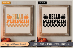 Hello Pumpkin SVG File | Fall Retro SVG Product Image 5