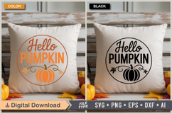 Hello Pumpkin SVG File | Fall Round Sign SVG Product Image 5