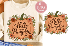 Hello Pumpkin PNG, Fall Sublimation Design Product Image 1