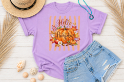 Hello Pumpkin PNG, Watercolor Fall Sublimation Product Image 2