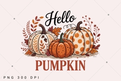 Hello Pumpkin PNG, Fall Vibes Png, Boho Floral Fall Png Product Image 2