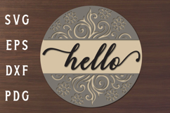 Hello Round Door Hanger SVG, Modern Farmhouse Laser File Product Image 2