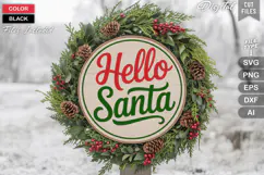 Hello Santa SVG | Christmas Round Sign SVG | Xmas SVG Product Image 1