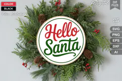 Hello Santa SVG | Christmas Round Sign SVG | Xmas SVG Product Image 2