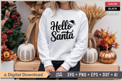 Hello Santa SVG | Christmas SVG | Holiday SVG | Xmas SVG Product Image 2