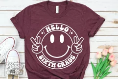 Hello Sixth Grade SVG - Retro Back To School PNG 6th Grade 6 Product Image 3