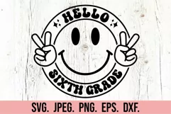 Hello Sixth Grade SVG - Retro Back To School PNG 6th Grade 6 Product Image 1