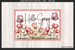 Hello Spring Floral Door Sign Png, Sublimation Printable Product Image 3