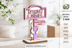 Hello Spring Stand Decor Laser Cut. Stand Decor SVG Product Image 1