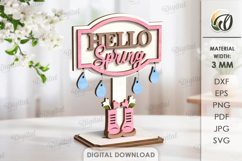 Hello Spring Stand Decor Laser Cut. Stand Decor SVG Product Image 1