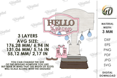 Hello Spring Stand Decor Laser Cut. Stand Decor SVG Product Image 2