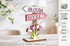 Hello Spring Stand Decor Laser Cut. Stand Decor SVG Product Image 1