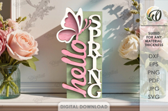 Hello Spring Tiered Tray Decor Laser Cut. Wall Decor SVG Product Image 1